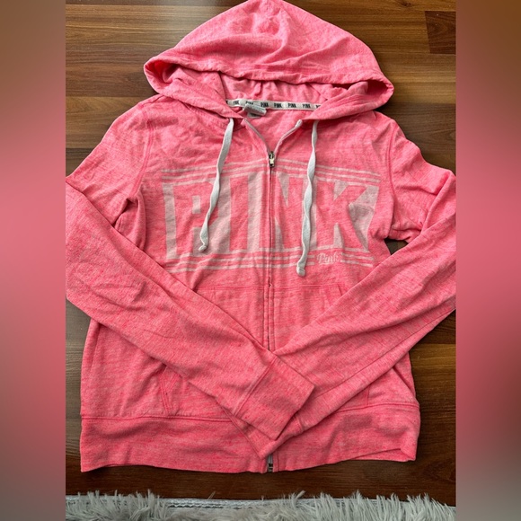 PINK zip up sweater. Size medium - Picture 2 of 7
